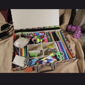 Craft Supply Kit with Scissors and Pom Poms NEW